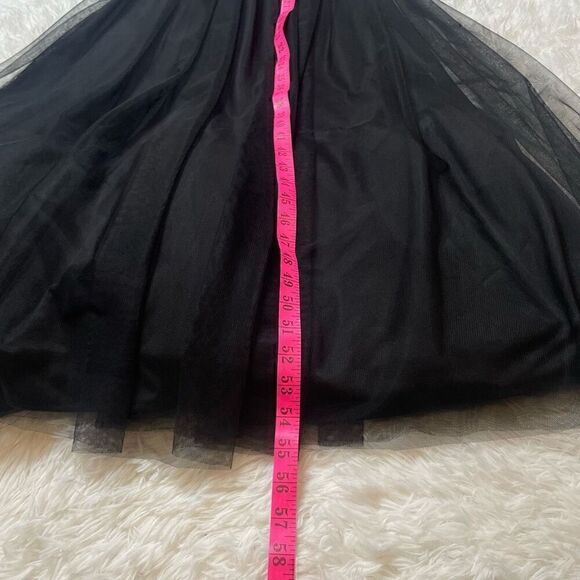 Betsy & Adam Formal Prom Dress Size 2 Black Beige Tulle Sheer Midriff - Picture 11 of 12